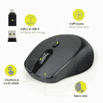 Port Connect Silent 3600DPI 3 Button USB Wireless Mouse2