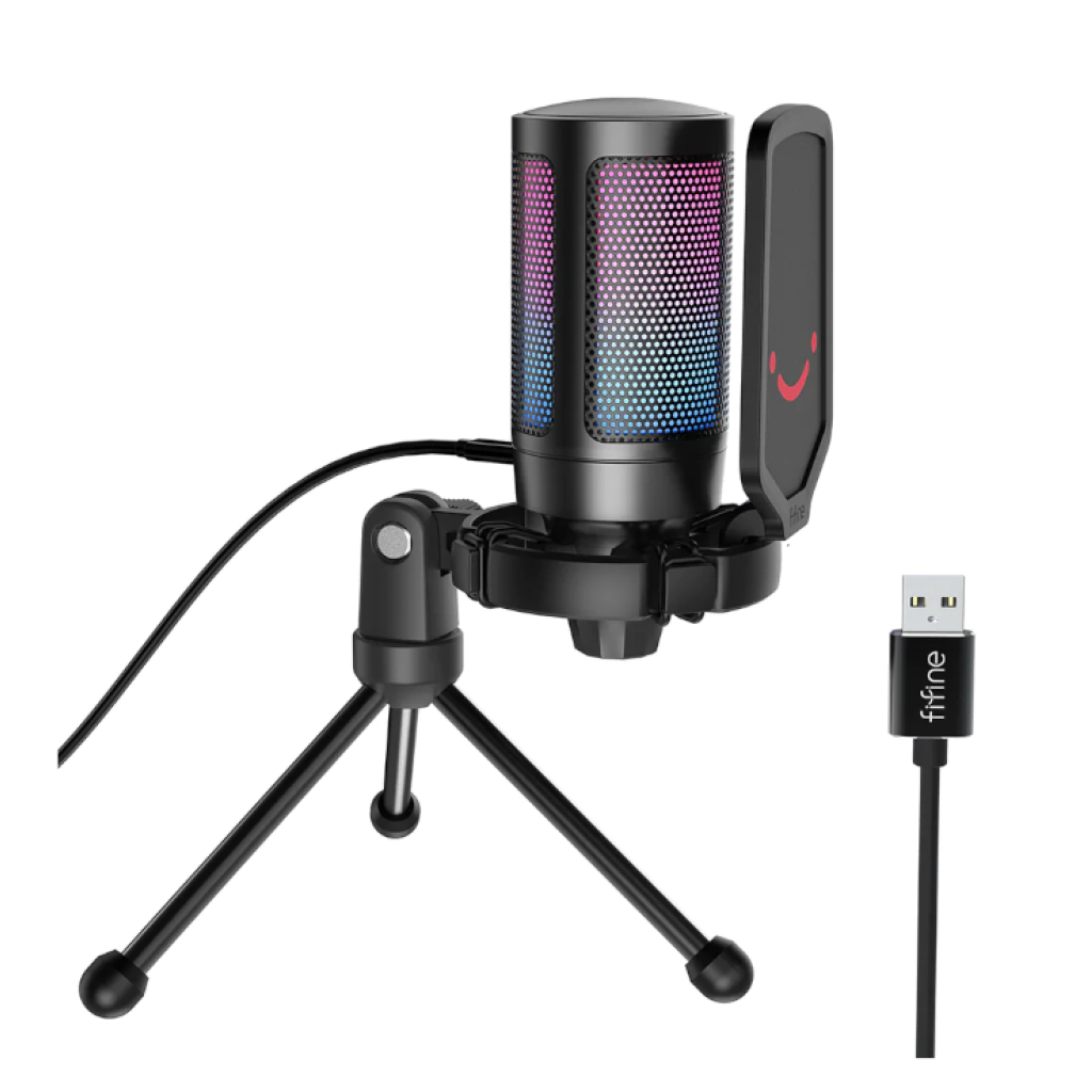 Buy Fifine A6 Ampligame USB RGB Microphone with Pop Filter – Round ...
